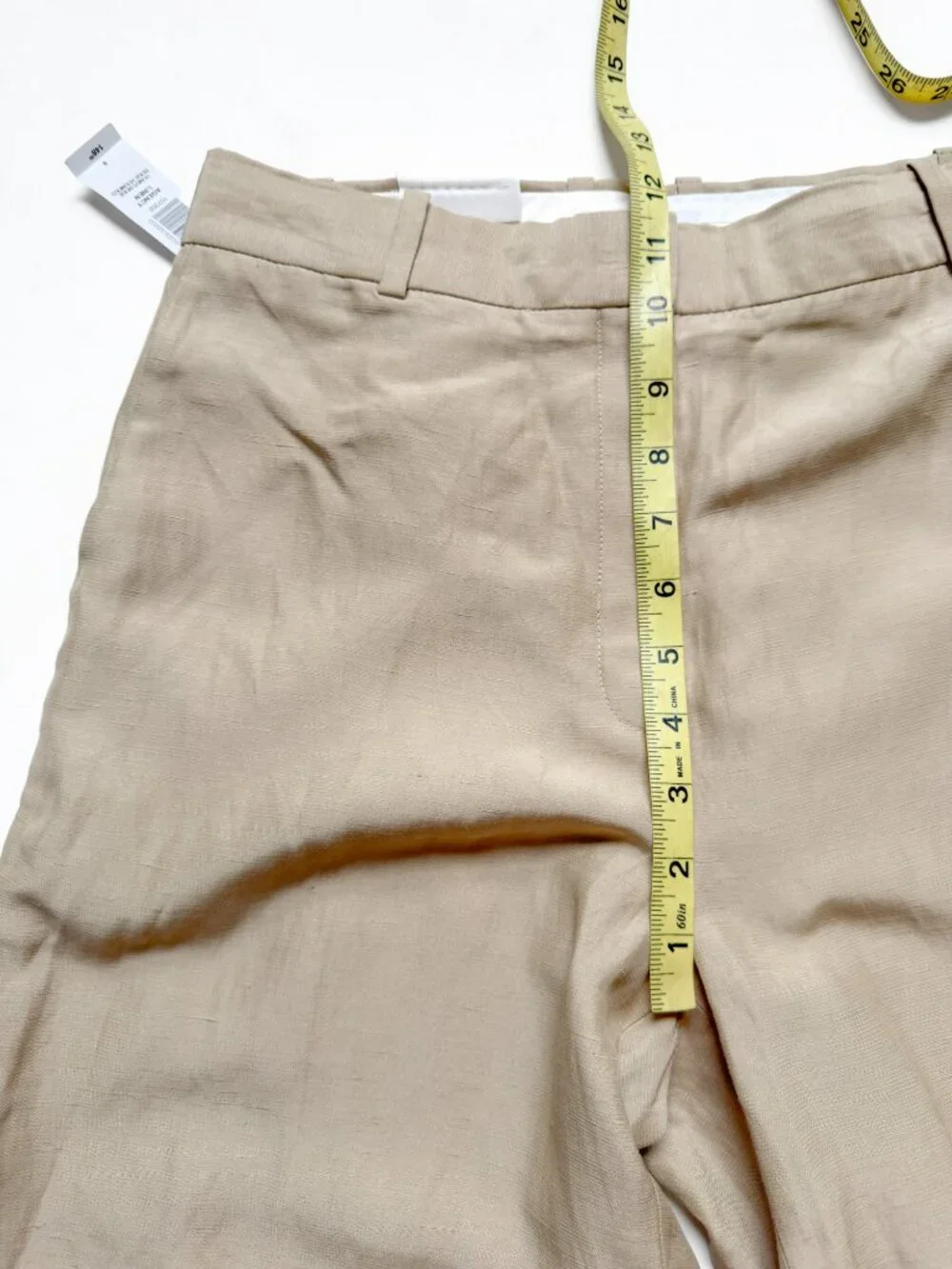 Aritzia Babaton Agency Linen High Rise Straight Leg Pant Humus Beige Size 8 NEW